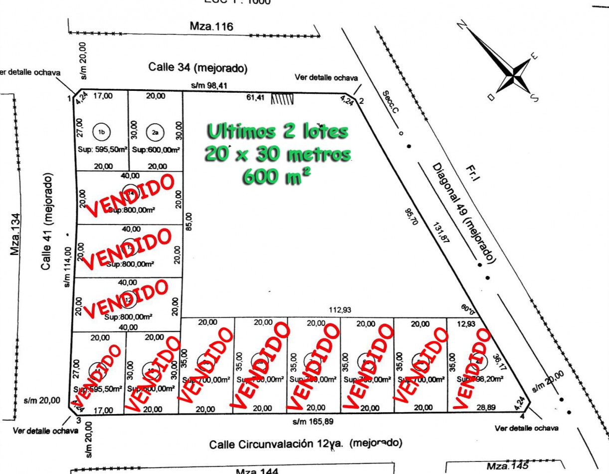 VENTA Ultimos Lotes 600m² Veronica T-766