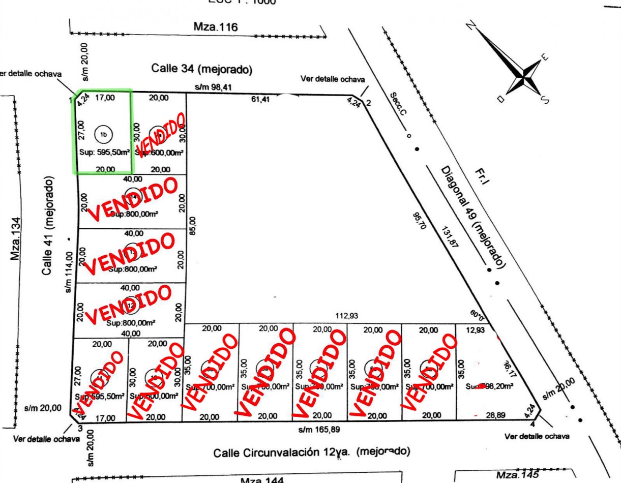 VENTA Lote 600m² Veronica T-766